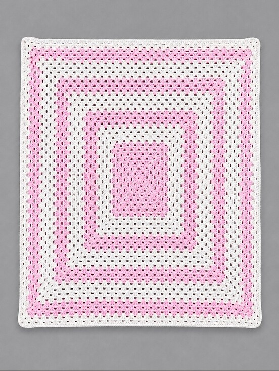 Handmade Other - HANDMADE Pink and White Crochet Granny Square Baby Girl Afghan